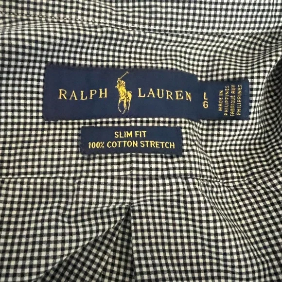 Polo Ralph Lauren button shit slim fit Gingham Stretch Poplin Shirt - Picture 11 of 11